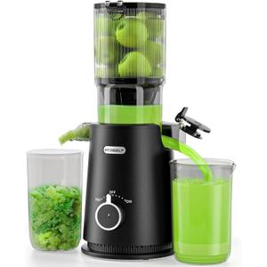 Juicer Machines Easy to Clean, with Wide Mouth & Large Feed Chute, Cold Press Juicer For Whole Fruits & Vegetables, Slow Masticating Self Feeding for Juice Extractor Machine, High Juice Yield (Medium, Premium Black)