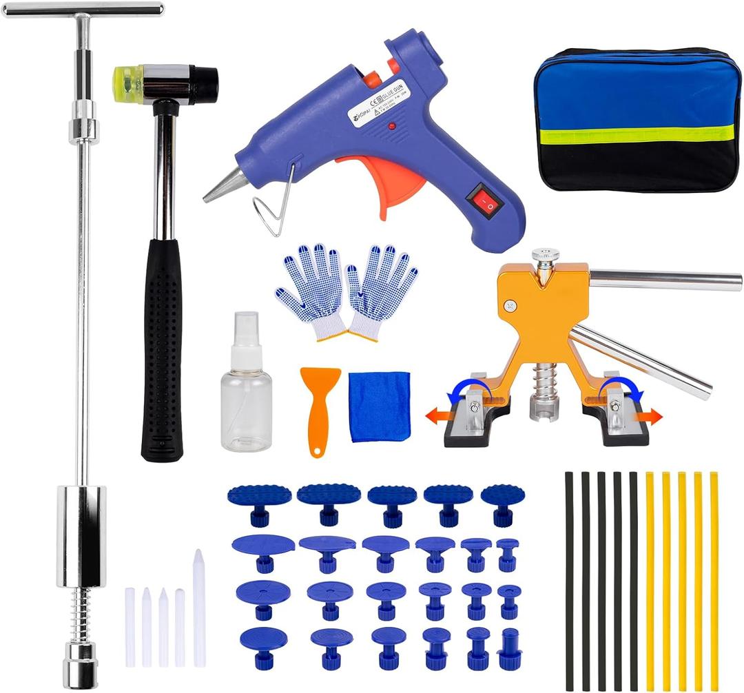 Lararsa Dent Puller Kit - Adjustable Paintless Dent Removal Kit for Cars,Car Dent Remover Puller, Dent Repair Kit with Slide Hammer T-Bar,Dent Puller Lifter,Refrigerator Door Ding Repair, Hail Dent