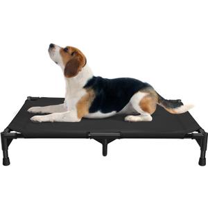Love&go Elevated Dog Bed with Metal Frame, Cooling Raised Pet Cot for Dog and Cat (M - Black, Medium-29.9x19.5x5.5 inch)