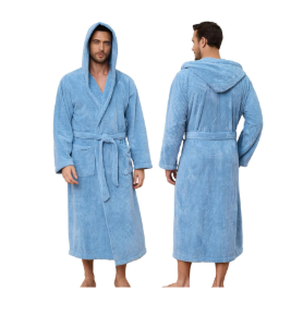 Men's Bathrobes with Hood, Soft Long Towel Robe for Men - Super Absorbent Quick Dry yet Warm, L/XL