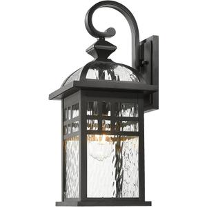 Outdoor Wall Light Exterior Waterproof Wall Sconce Light 22 Inch Height Black Porch Light with Water Ripple Glass E26 Socket