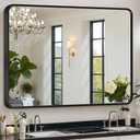 Black Framed Mirror for Bathroom Vanity,Wall Mounted Bathroom Mirrors for Over Sink,12x16in Brushed Rectangle Bedroom Mirror,Modern Decorative for Restroom,Farmhouse,Horizontally or Vertically Hanging