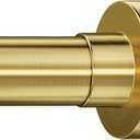 YNL Tension Curtain Rod 34-66 inches-Never Rust, Non-Slip, No Drill Adjustable Spring Tension Rod for Laundry Door Closet Small Window Stainless Steel, Brushed Gold