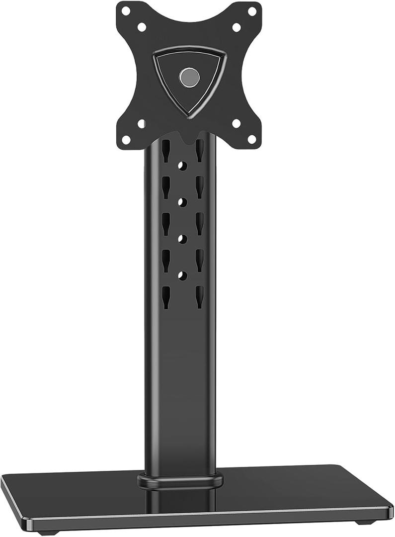 Single Monitor Stand Fits Max 32 inch Computer Screen, Free-Standing Desk Stand Hold up to 17.6lbs, Monitor Mount with Height Adjustment, Swivel, Tilt, Rotation, VESA Mount 75/100mm