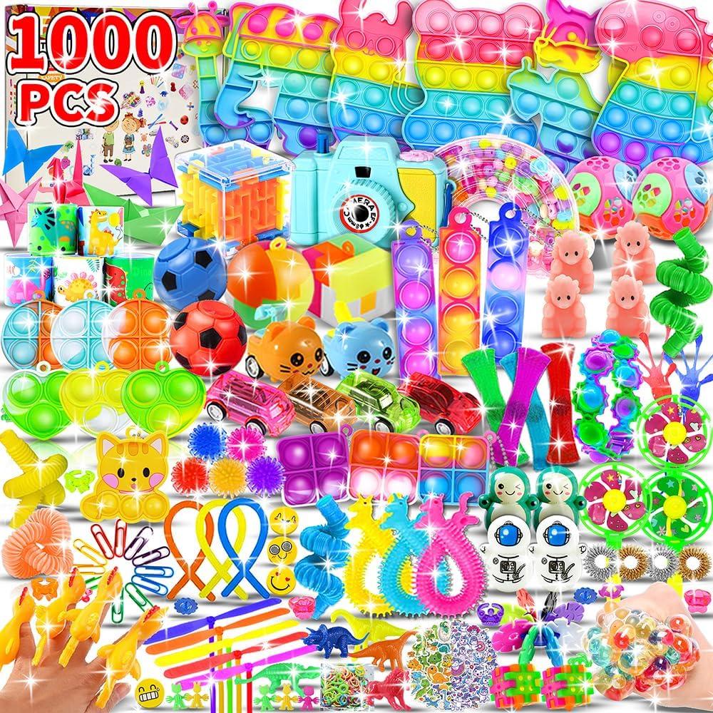 1000pcs Party Favors Goodie Bags for Kids, Fidget Toys Pack, Stocking Pinata Stuffers, Birthday Gifts, Classroom Prize, Treasure Box, Carnival Prizes, Easter Eggs Fillers