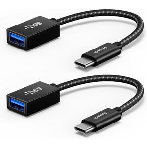 Syntech USB C to USB Adapter, 2 Pack USB C to USB 3, 10Gbps Type C, Thunderbolt 3 to USB Female Adapter OTG Cable Compatible with iPhone 17/ 16/ 15 Pro Max, iPad mini 6, MacBook Pro/ Air/ Neo, Black