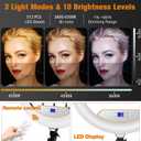 22"Ring Light with Stand,Ring Light Tripod for iPhone ipad,with 75"Tripod/LCD Display/4 ipad iPhone Clips/2 USB Ports,2600K-6500K Color Temperature,for Barber Makeup Tattoo TikTok Video Recording Vlog