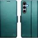 for Samsung Galaxy S24 Case Wallet with RFID Blocking Card Holder, PU Leather Kickstand Protective Flip Phone Cover Fit for Galaxy S24 6.2", Bluish Green