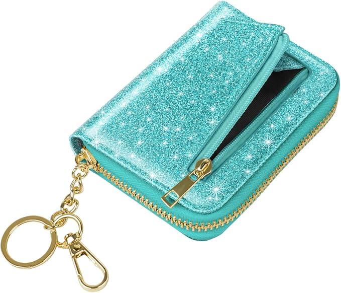Marvolia Small Wallet for Women Compact RFID Blocking Wallet Soft Vegan Leather Bifold Card Holder Ladies Wristlet with ID Window Coin Pocket - Mint Color