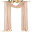 Socomi Wedding Arch Draping Fabric 29" x 20Ft 4 Panels Nude Sheer Outdoor Curtain Drapes Extra Long for Bridal Baby Shower Ceremony Birthday Party Decor