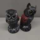 Hedoc 2 Pack Fake Owl Decoys to Scare Birds Away, Rotating Head Bird Deterrents, Nature Enemy Scarecrow Plastic Statues, Pest Repellent for Gardens and Patios (10+11 Inch)