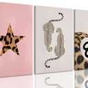 3Pcs Cheetah Wall Art Animal Leopard Canvas Prints Framed Funky Pink Pictures Lucky 8 Ball Posters Decor Paintings Aesthetic Y2k for Girly Bedroom Apartment Dorm Bathroom Living Room (16"x24")