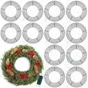 Fovths 12 Pack Christmas Wire Wreath Ring 12 Inches Metal Wire Wreath Frame with Floral Wires Green DIY Floral Crafts for Xmas Halloween New Year Holiday Valentines Day Decor