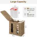 StorageWorks Garbage Bag Dispenser with Lid, Wall Mount Seagrass Plastic Bag Holder for Kitchen, Cabinet, Countertop, 2 Slots