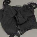 SOLY HUX Women's Y2k Lace Trim Open Tie Front Tank Top V Neck Sleeveless Tops (Large, Pure Dark Grey)