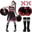 Spooktacular Creations Halloween Cheerleader Costume for Girls, Kids Zombie Cheerleader Outfit, Dead Fearleader Dress L