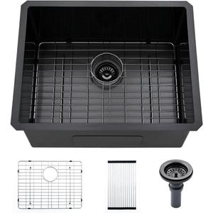 23 Inch Black Undermount Laundry Sink-VASOYO 23x18x13 Undermount Utility Sink Black Stainless Steel Laundry Room Sinks 16 Gauge 13 Inch Deep Single Bowl Under Mount Outdoor Sink