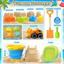 Collapsible Beach Sand Toys Set for Kids - Includes Bucket, Mesh Shovel, Filter Scooper & Castle Molds - Toddler Beach Toys for 1-3 & Kids Ages 4-8 with Mesh Bag, Summer Outdoor Beach Essentials