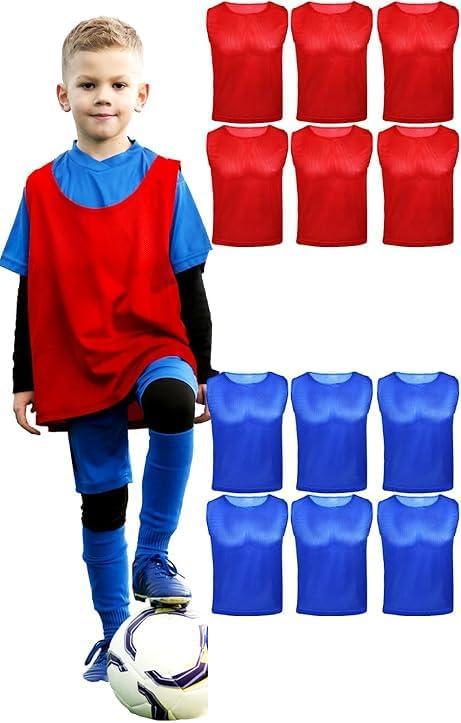 ATHLOVA Kids Scrimmage Vests - Lightweight, Breathable, Quick Dry, 6 Red + 6 Blue