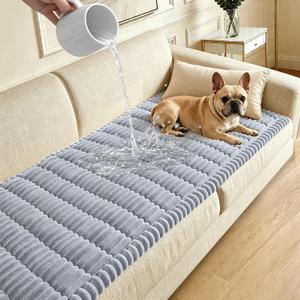 Waterproof Couch Cover for Dogs Washable,Non Slip Fuzzy Durable Couch Covers for 3 Cushion Sofa Pet Friendly Sofa Cover Dog Thick Soft Slipcovers Protector Couches Mat Bed (Light Grey, 27.6" x 59.06")