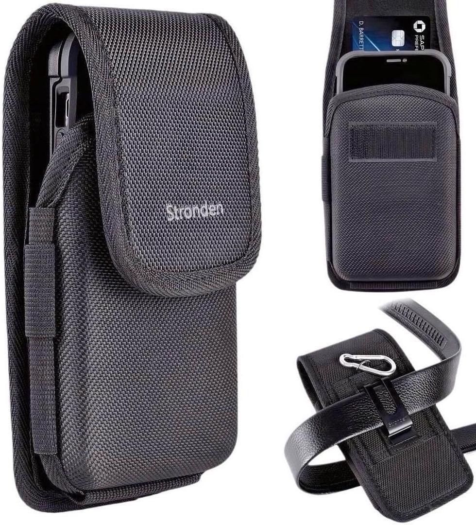 Heavy Duty Holster for iPhone 17 Pro, 17 Air, 17, 16 Pro, 16, 15 Pro, 15, 14 Pro, 14, 13 Pro, 13, 12 Pro, 12, 11 - Military Grade Nylon Pouch (Fits Armor/Battery Case) (Medium)