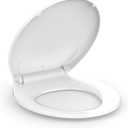 Round Toilet Seat Slow Close, 17" Round White Polypropylene Toilet Seat Cover with Never Loosen Durable Lid, Quiet and Easy to Install & Clean