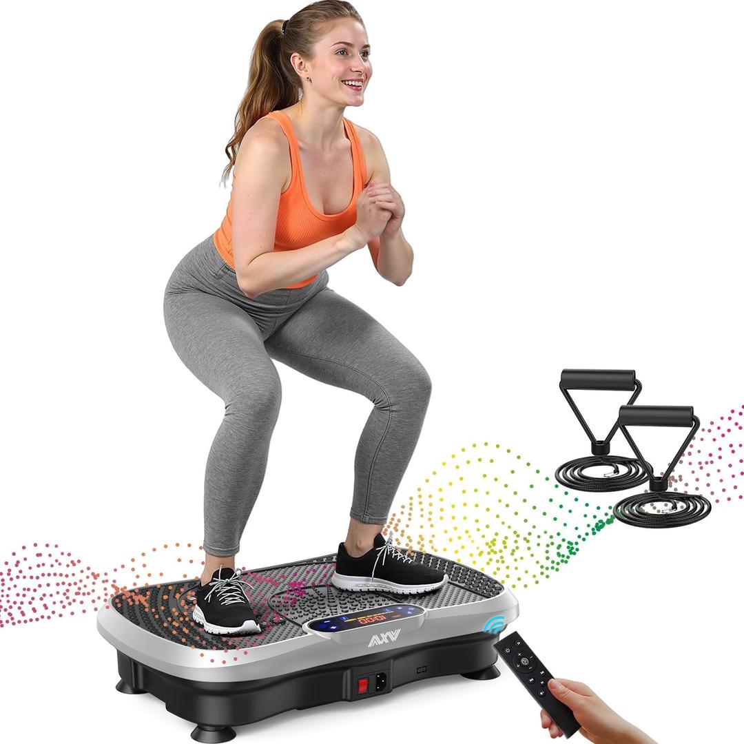 AXV Vibration Plate Fitness Platform Exercise Machine Vibrating Shaking Full Body Shaker Workout Vibrate Stand Shake Board Sport for Weight Loss Fat Burner for Gym Home Office