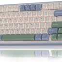 AULA F75 75% Wireless Mechanical Keyboard, Hot Swappable Creamy Keyboard, Pre-lubed Reaper Switches RGB Backlit Gaming Keyboards, 2.4GHz/Type-C/BT5.0(White & Green) (Emerald)