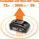 3600 mAh WA3525 20V Battery Replacement for Worx Battery 20V Power Share Max 20V Lithium-ion Battery Compatible with Worx 20V Battery WA3575 WA3520 WA3669 WG151s WG891 Leaf Blower Tools