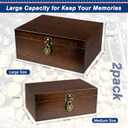 Wood Keepsake Boxes with Lock and Keys Handcrafted Decorative Wooden Storage Case Cabinet Container Hinged Lid Country Rustic Style Organizer for Trinkets Gift Card Collection Coffee Color 2 Pack