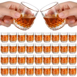 Meanplan 2.7oz Mini Shot Glasses Set Tasting Glasses Heavy Base Clear Shot Cup Cute Cordial Mini Wine Cups for Serving Whiskey, Wine, Juice (36 Pieces) (Classic)
