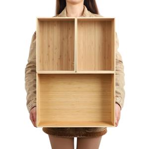 BAMOTTO CRAFTBAMBOO 3-Piece Large Bamboo Storage Box Set - 7.1in High Stackable Deep-Drawer Organizer, Lidless Bamboo Bin for Kitchen Cutlery Utensils Knives (14.6"x10.2"x7.1"*1 + 10.2"x7.3"x3"*2)