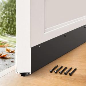 1-3/4'' x 36'' Aluminum Under Door Seal, Door Draft Stopper with Neoprene Rubber Insert, U-Shape Door Sweep to Block Cold Air, Dust, Pests, Rodent Proof for Interior/Exterior Doors (Black)