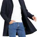 Coutgo Mens Trench Coat Single Breasted Long Jacket Windbreaker Overcoat (Blue, M)