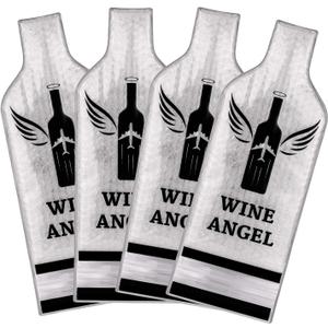 [UPGRADED PROTECTION] 4 Set (8 pcs) Reusable Wine Bags for Travel, Wine Travel Protector, Bottle Travel Sleeve Case For Airplane, Car, Cruise, TRIPLE Protection Luggage Leak-Proof Safety Impact Resist