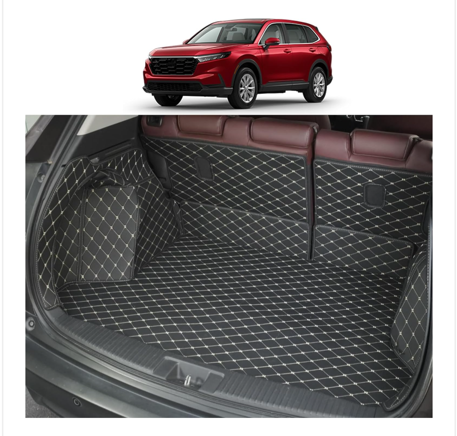 Cargo Liner & Backrest Mat Fit for 2017-2025 Chevy Bolt EV & EUV (Upper+Lower Cargo Mat) - All Weather Pu Leather Rear Full Coverage Trunk Mat Waterproof Car Mat Accessories