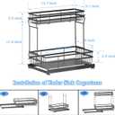 2 Pack Under Sink Organizers and Storage, 2 Tier Pull Out Cabinet Organizer, Metal Sliding Drawer Storage for Kitchen BathroomBlack