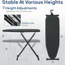 Ironing Board 43x13 with Iron Rest, RAINHOL Compact Iron Board Full Size with Thick Cover and Pad, Easy Storage Hanger with Heat-Resistant Silicone Pad, Space Saving and Height Adjustable, Black