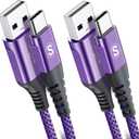sweguard USB Type C Charger Cable [2-Pack,10ft+10ft] iPhone 15 Charger Nylon Braided USB Cord for iPhone 15 Pro Max Samsung Galaxy S23 S22 S21 S20 S10 S9 S8+ Note 20 Flip A53 A54 Pixel LG Moto PS5 (Purple)