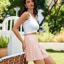 DRESSTELLS Women's Pleated Mini Skirts 2025 for Summer Casual Skater Skirt Outfit (Pink, XL)