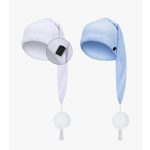 Geyoga 2 Pcs Men Silk Night Sleeping Cap Adjustable Drawstring Night Sleeping Cap with Pom Ball for Daily Use