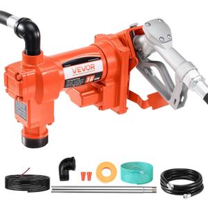 VEVOR Fuel Transfer Pump, 12V DC 16 GPM 1/4 HP Diesel Pump, Extractor Pumps with Manual Nozzle, Discharge Hose and Suction Pipe, for Gasoline, Diesel, Kerosene, Ethanol-Methanol Blends & Biodiesel