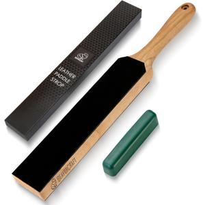BeaverCraft Leather Strop Kit with Sharpening Polishing Compound Knife Stropping Block 14" Knife Sharpener Leather Strop for Knife LS6P1 Stropping Kit