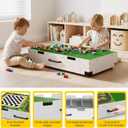3 in 1 Lego Table with Storage,Wooden Kids Activity Table Compatible with Lego and Building Block,Construction+Train+Chess Toddler Play Table,Wheels for Under Bed or Sofa Storage