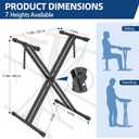 GLEAM Keyboard Stand and Bench Set, Double X Style Digital Piano Stand Height from 19" to 38", Heavy Density Foam Padded Stool from 14" to 18" Black