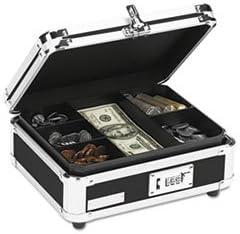 Plastic & Steel Cash Box W/tumbler Lock, Black & Chrome By: Vaultz