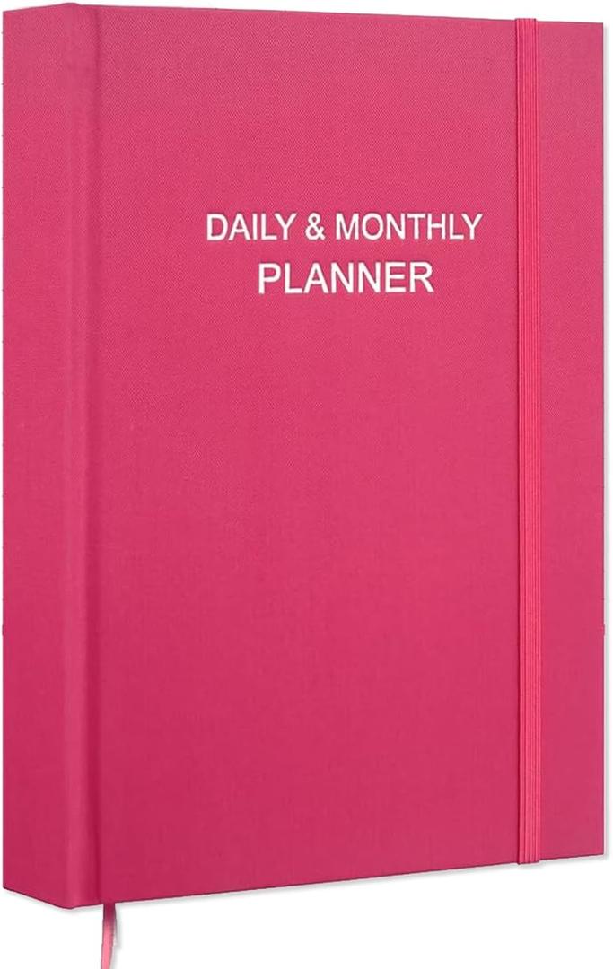 Daily & Monthly Planner for 2026 or Anytime - ADHD Planner Two Pages Per Day, Daily Planner Undated to Increase Focus, Eliminate Overwhelm, Achieve Your Biggest Goals, 5.8'' 8.3'', Pink