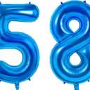 Number 58 Balloons for 58th Birthday Party Decorations, 0-100 Large No.58 Balloons for Women Men and Mother Dad, 40 Inch Dark Blue Foil Helium Balloon for 58 Year Old Anniversary Decorations
