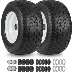 16x6.50-8 Flat Free Tire and Wheel Assembly for Riding Lawn Mower