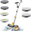 Cordless Electric Mop for Dewalt 20V Battery (NO Battery), 2 in 1 Spin Mop & Electric Floor Scrubber with LED Light & Water Spray, Electric Mops for Floor Cleaning, Hardwood,Tile (White Yellow)